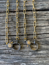 Paper Clip Gold Chain Necklace with Two Tone Clasp