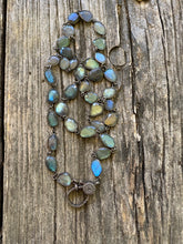 Labradorite Chain Necklace with Pave Diamond Lobster Claw Clasp