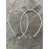 Aquamarine Imperial Jasper Beaded Necklace with Pave Diamond Clasp