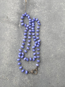 Tanzanite Beaded Necklace with Pave Diamond Clasp