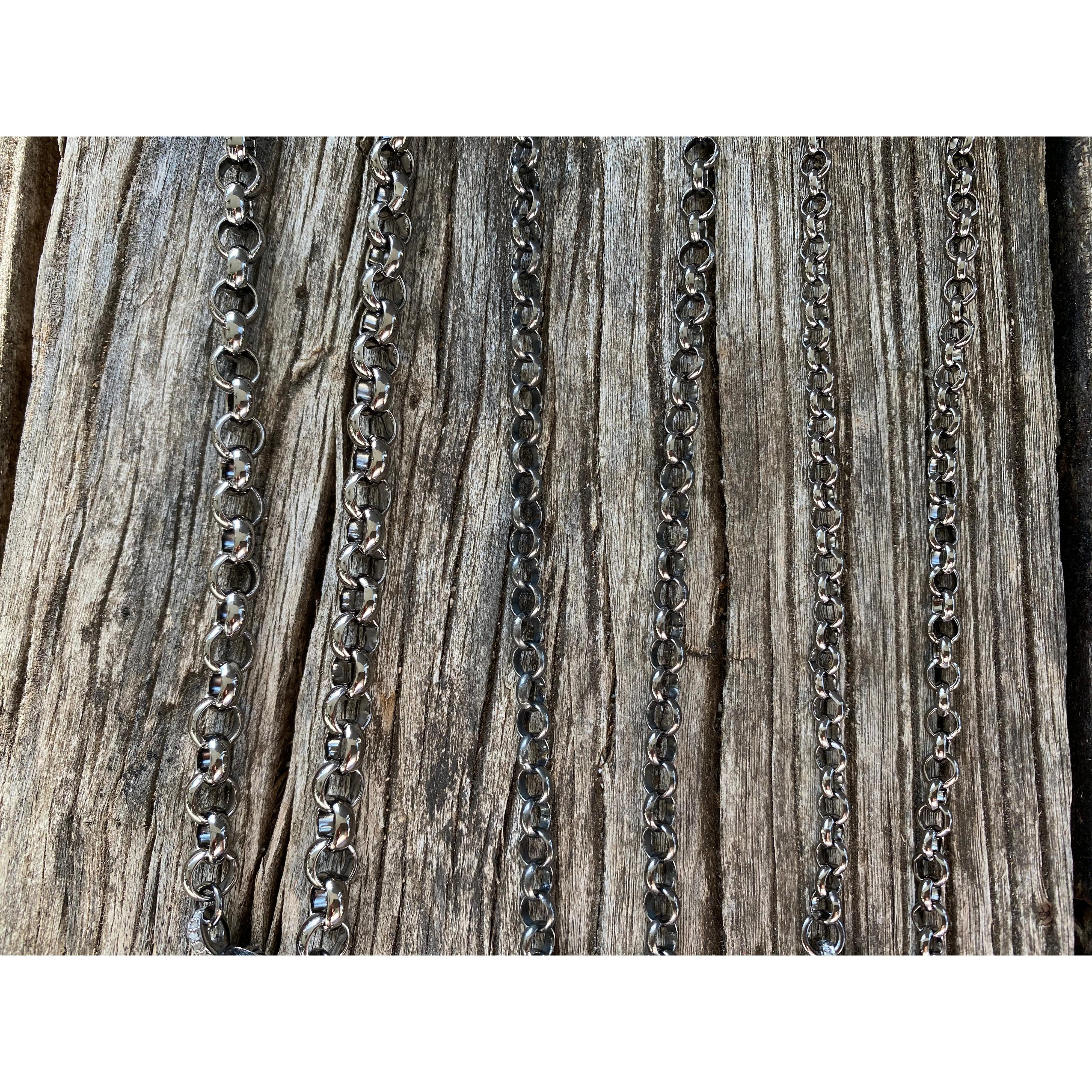 Rolo Chain with Large Pave Diamond Lobster Claw Clasp