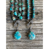 Chrysocolla and Pave Diamond Border Pendant