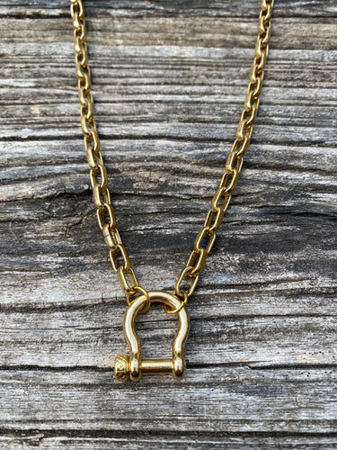 Chunky Gold Chain with Shackle and Screw Clasp