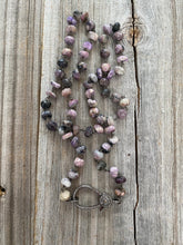 Purple Charoite Beaded Necklace with Pave Diamond Clasp