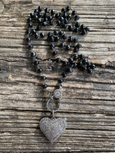 Black Spinel Beaded Necklace with Pave Diamond Clasp