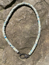 Heishi Jasper Beaded Necklace with Pave Diamond Clasp