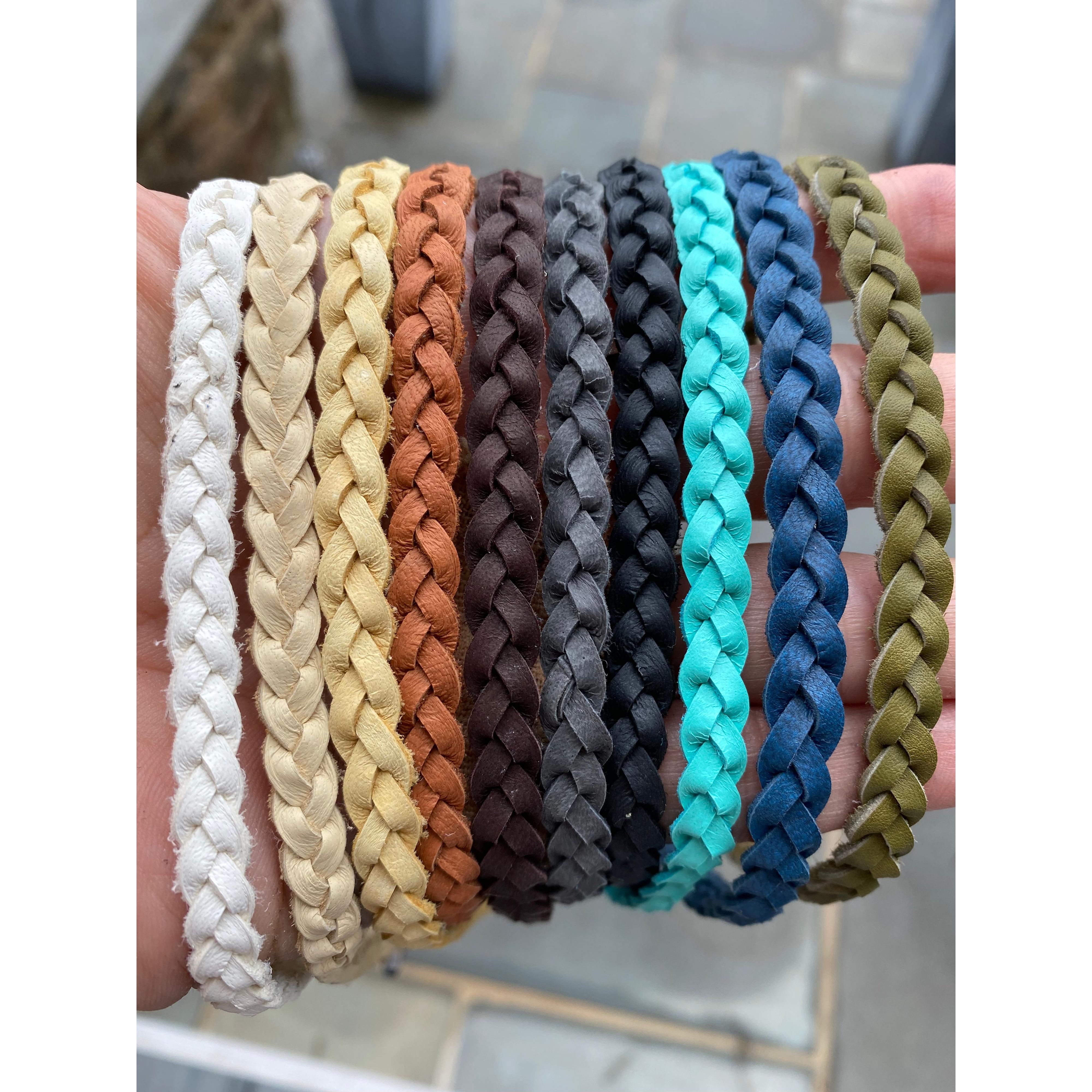 Braided Leather Wrap Necklace with Pave Diamond Lobster Claw Clasp