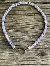 Purple Heishi Dentrite Beaded Necklace with Pave Diamond Clasp