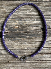 Charoite Heishi Beaded Necklace with Pave Diamond Clasp