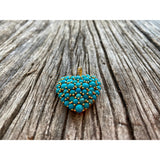Turquoise Puffy Heart with Pave Diamond Bail Pendant