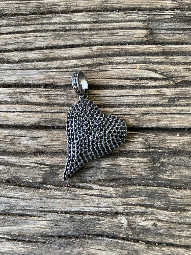 Black Spinel Teardrop Heart Pendant