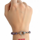 Gemstone and Chain Bracelet with Pave Diamond Clasp