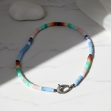 Multi Colored Opal Beaded Necklace with Pave Diamond Clasp