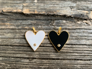 Enamel and Pave Diamond Heart Pendant