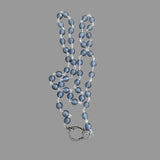 Grey Jade Beaded Necklace with Pave Diamond Clasp