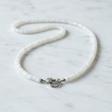 Moonstone Heishi Beaded Necklace with Pave Diamond Clasp
