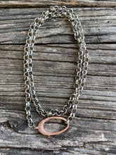 Sterling Silver Rolo Chain with Large Rose Gold Pave Diamond Clasp