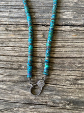 Chrysocolla Heishi Necklace with Pave Diamond Clasp