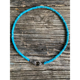 Heishi 5mm Beaded Turquoise Necklace with Pave Diamond Clasp