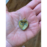 Turquoise Puffy Heart with Pave Diamond Bail Pendant