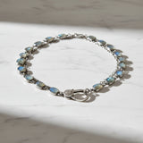 Double Strand of Labradorite and Sterling Silver Necklace with Pave Diamond Clasp