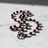 Garnet Beaded Necklace with Pave Diamond Clasp