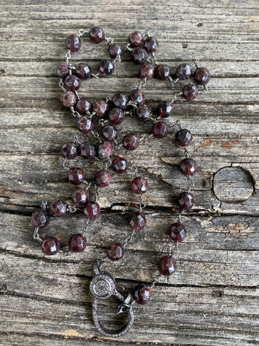 Garnet Beaded Necklace with Pave Diamond Clasp