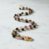 Watermelon Tourmaline Beaded Necklace with Pave Diamond Clasp