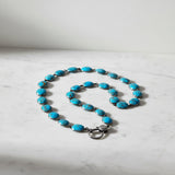 Turquoise Bezel Necklace with Pave Diamond Clasp