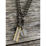 Silver and Gold Pave Diamond Rectangular Dog Tag Pendant