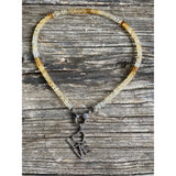 Citrine Heishi Beaded Necklace with Pave Diamond Clasp