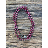 Ruby Faceted Beaded Necklace with Pave Diamond Clasp
