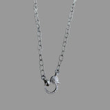 Sterling Silver Circle Textured Chain. Pave Diamond Lobster Claw Clasp