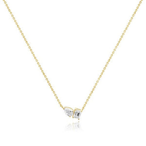 Gold Double Diamond Layering Necklace