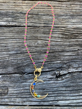 Double Strand Gold and Pink Enamel Chain with Pave Diamond Clasp