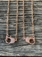Rose Gold PaperClip Chain with Pave Diamond Clasp