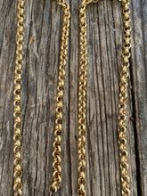 Large Gold Rolo Chain with Large Pave Diamond Clasp