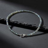 Labradorite Heishi Beaded Necklace with Pave Diamond Clasp